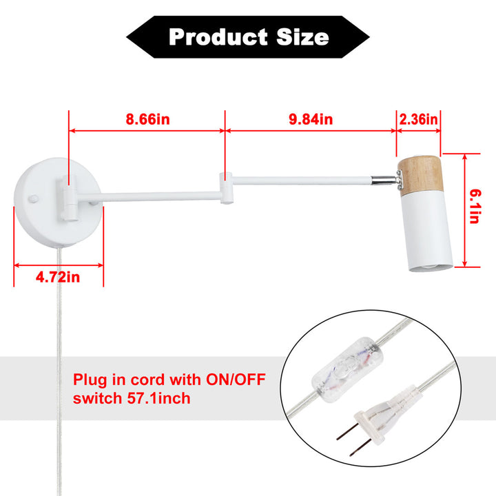 Maronna 1 - Light LED Plug-in White/Brown Swing Arm Ebern Designs