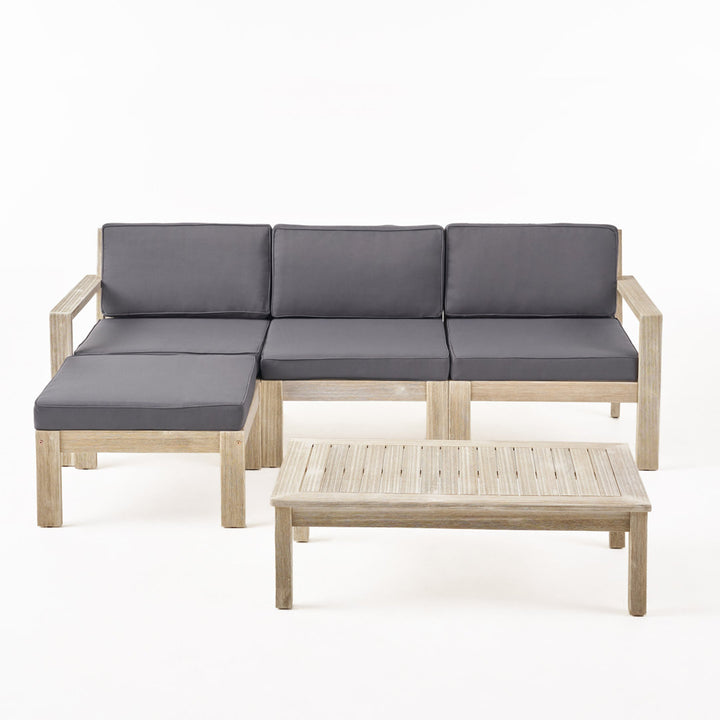 Farlay 5 Piece Sectional Seating Group Latitude Run® Frame Color / Cushion Color: Light Gray Frame / Dark Gray Cushion