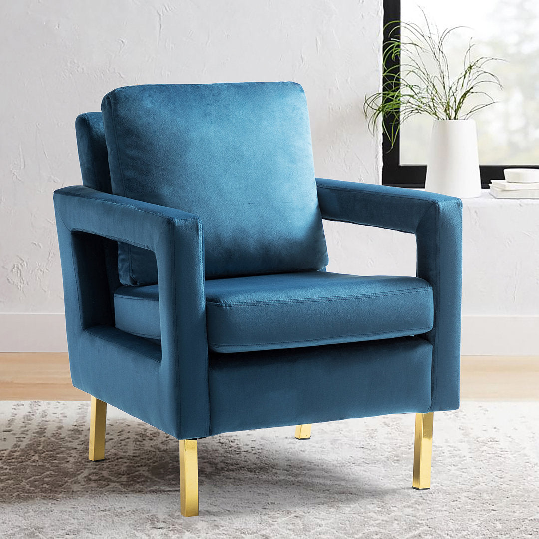 Clayne Velvet Armchair Etta Avenue™ Fabric: Navy Velvet