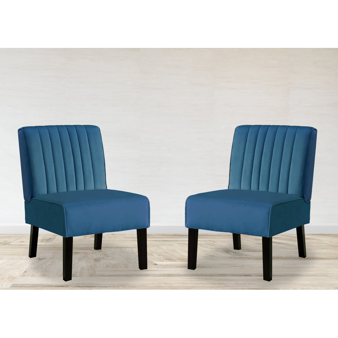 Antanina 21" Wide Velvet Slipper Chair (Set of 2) Wade Logan® Upholstery Color: Blue Velvet