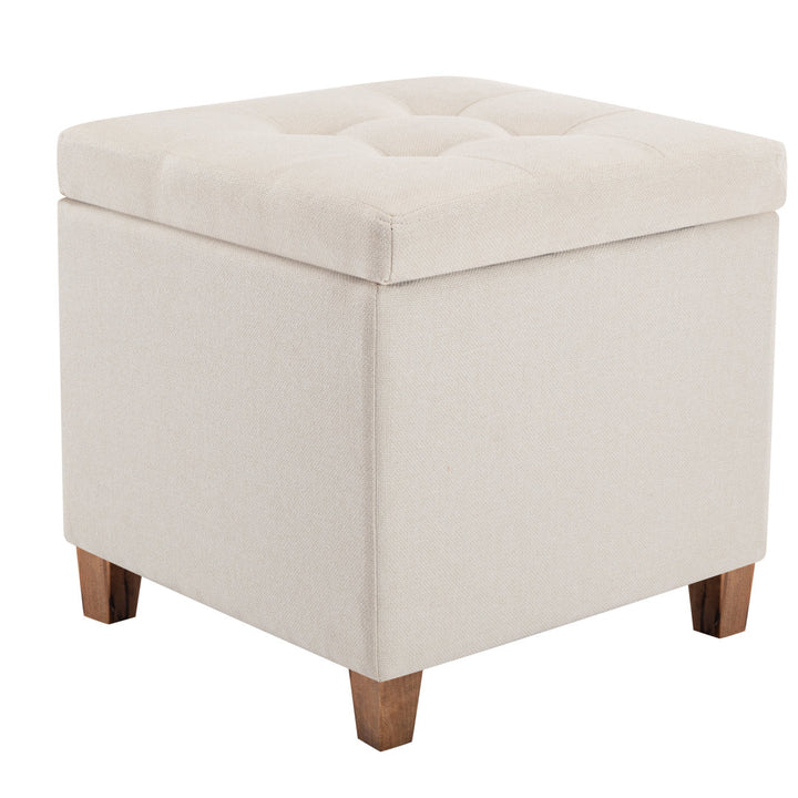 Ana 17.5" Wide Tufted Square Storage Ottoman Andover Mills™ Body Fabric: Cream