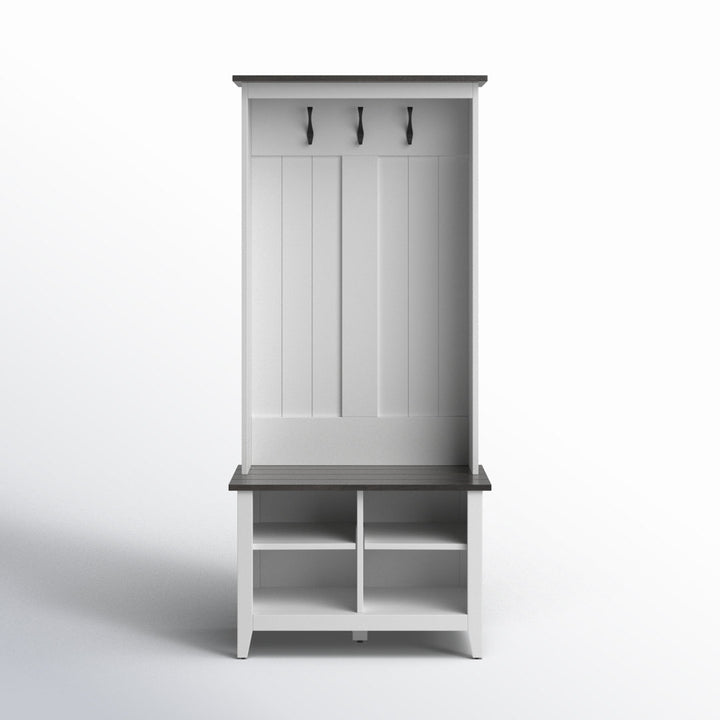 Cleobury Hall Tree with Bench and Shoe Storage Laurel Foundry Modern Farmhouse® Color: White