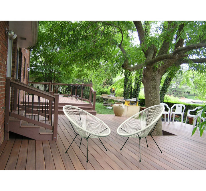 Gayden Woven Basket Patio Chair (Set of 2) George Oliver Color: White