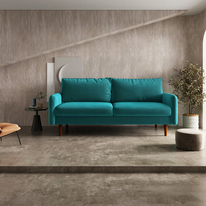 Anacapa 70" Velvet Round Arm Sofa Corrigan Studio® Fabric: Teal Blue Velvet