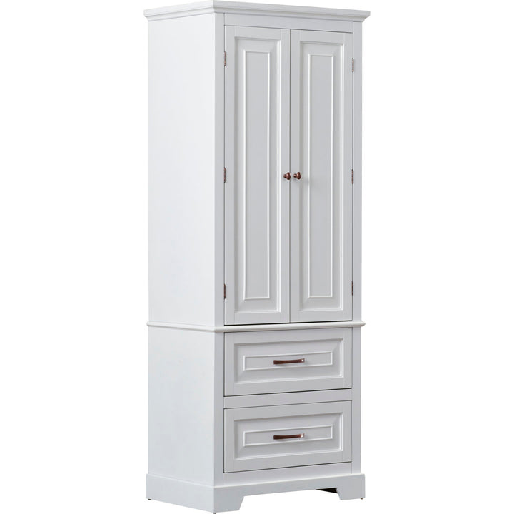 Arapahoe Tall Accent Linen Storage Cabinet with 2 Drawers Greyleigh™