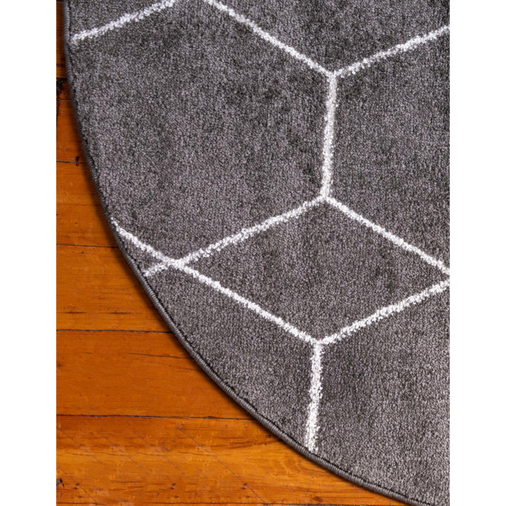 Debrodie Geometric Dark Gray Area Rug George Oliver Rug Size: Round 4'1"