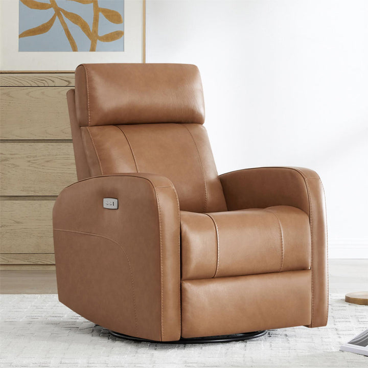 Arrianna-Fiona Genuine Leather Swivel Power Recliner Wade Logan® Upholstery Color: Brown