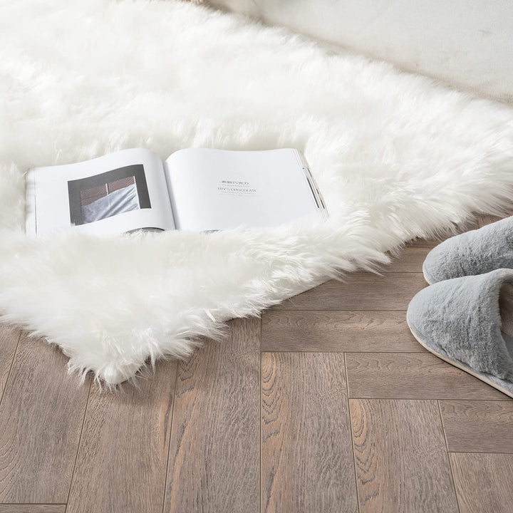 Kayzlynn Shag Faux Sheepskin White Rug Everly Quinn Rug Size: Rectangle 5' x 8'