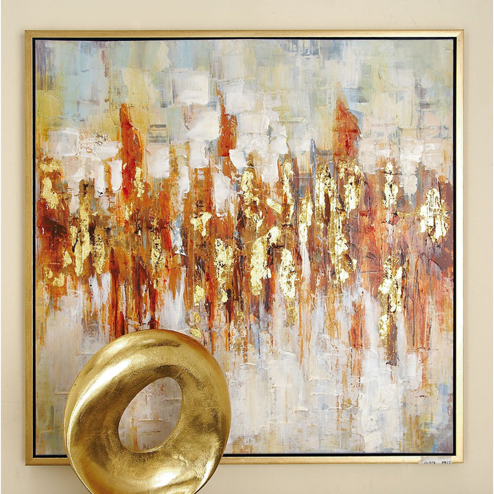 Gold Canvas Abstract Framed Wall Art with Gold Frame Orren Ellis