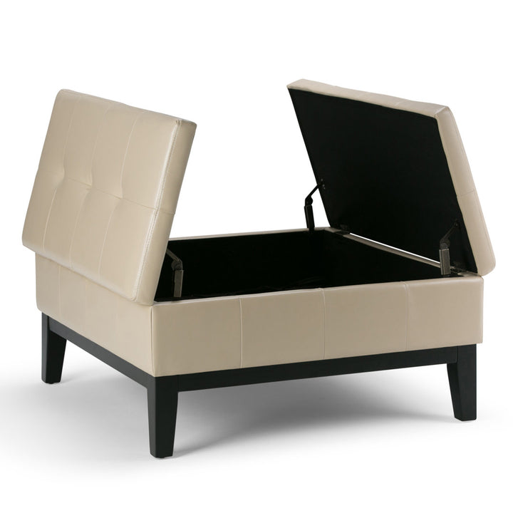 Dover Square Coffee Table Storage Ottoman,Assembled Simpli Home Fabric: Satin Cream