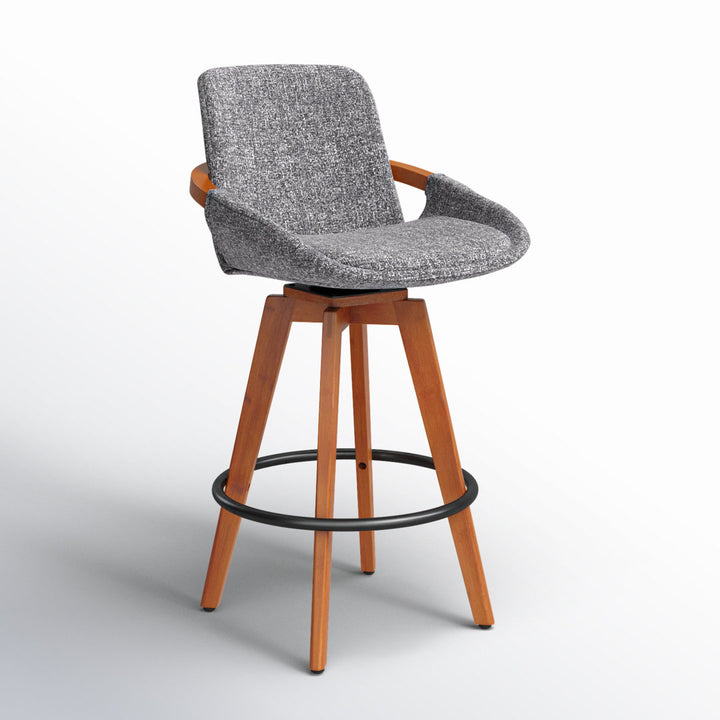 Whitacre Swivel Stool Wade Logan® Seat Height: Counter Stool (26" Seat Height), Upholstery: Gray Noise Tweed