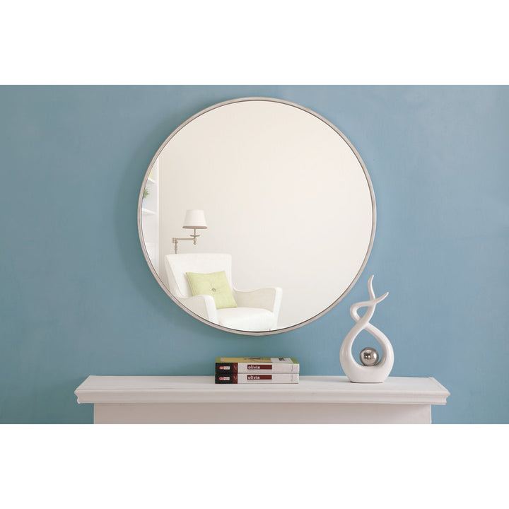 Sabine Metal Round Wall Mirror RE/FINE™ Size: 36" x 36" Finish: Silver
