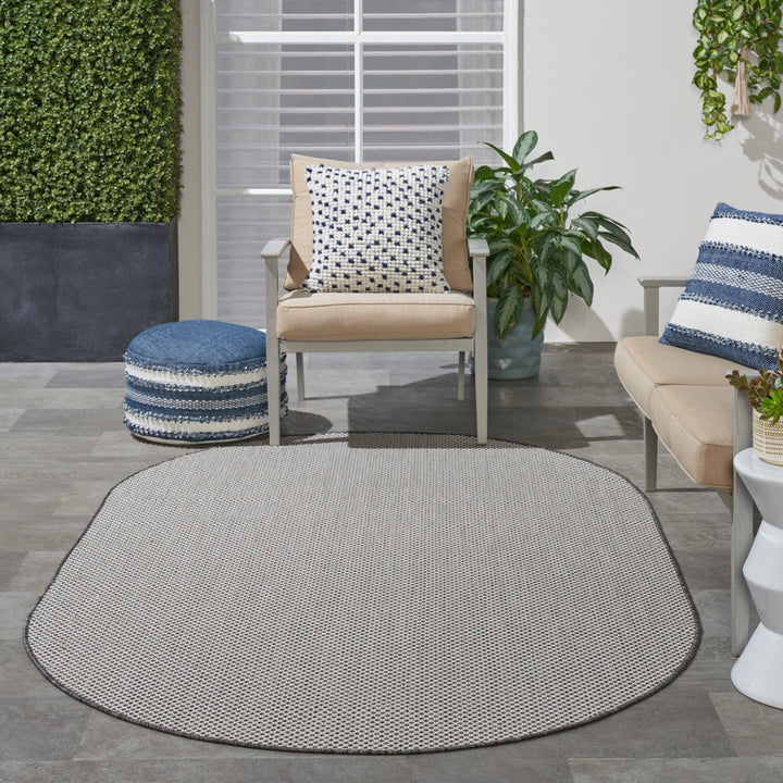 Leia Ivory/Charcoal Gray Indoor / Outdoor Area Rug Sand & Stable™ Rug Size: Oval 5' x 8'