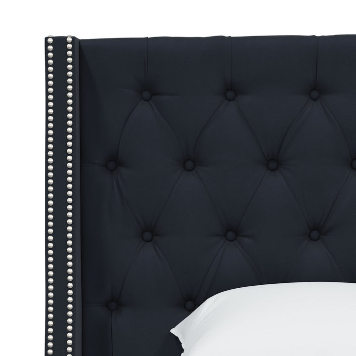 Annabel Upholstered Wingback Bed Kelly Clarkson Home Size: Twin Body Fabric: Mystere Eclipse Performance Velvet