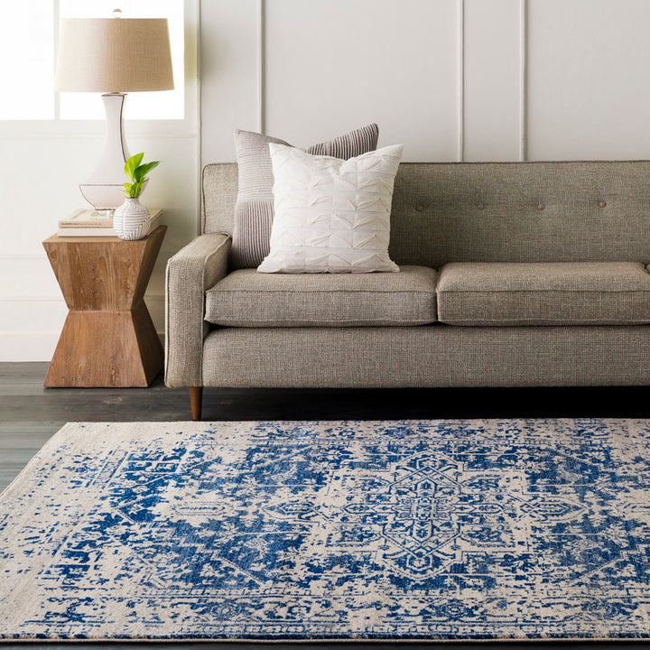 Hillsby Oriental Pure Navy/Light Gray Area Rug Mistana™ Rug Size: Rectangle 9'3" x 12'6"