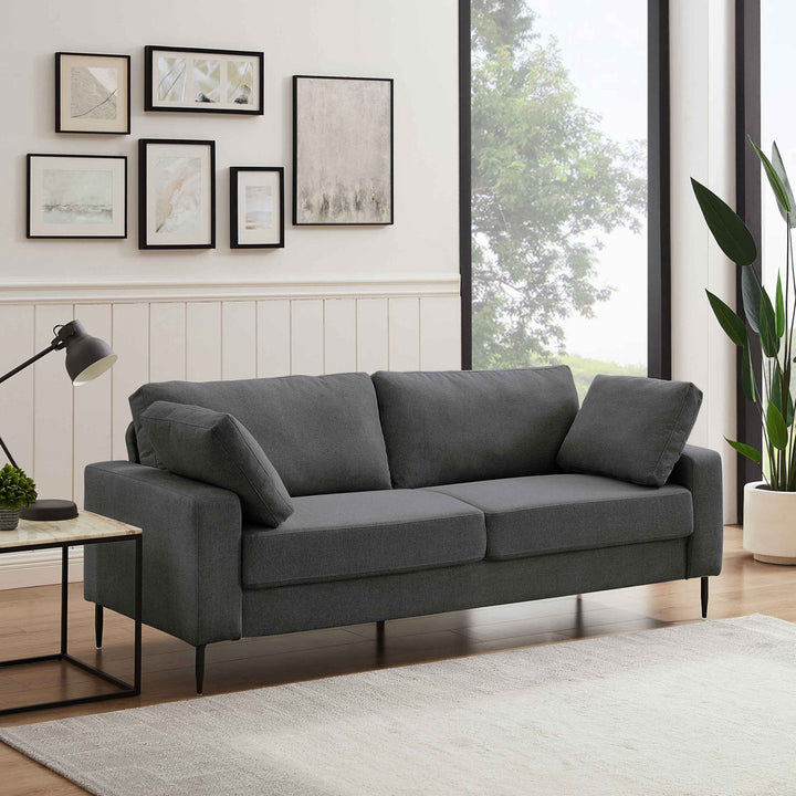 Jeses MINIMORE Modern Style Etta 84.3" Mid-Century Modern Design Sofa Corrigan Studio® Fabric: Dark Gray Linen Blend