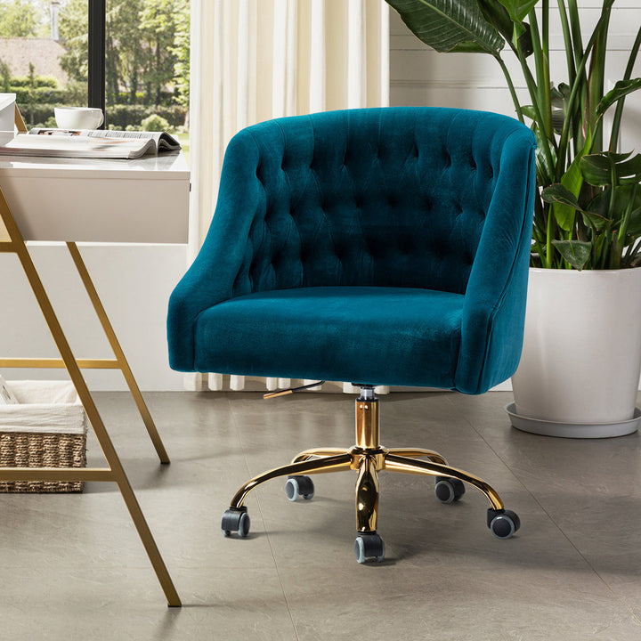 Louise 35.5'' H Velvet Hand-Curated Task Chair with Button Tufted Kelly Clarkson Home Upholstery Color: Teal Velvet