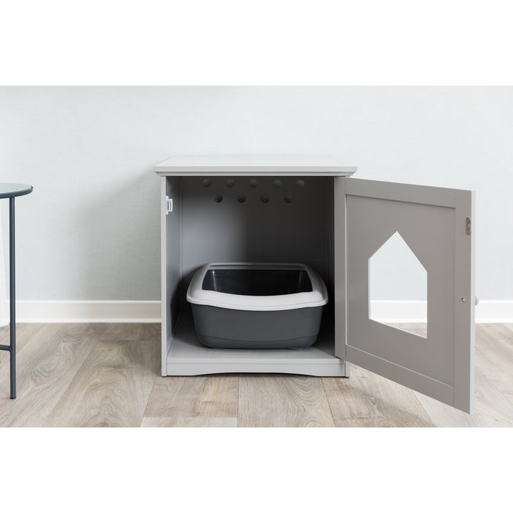 TRIXIE Small Cat Litter Box Enclosure Hide Litter Indoor Cat Home Cat Furniture Accent Table TRIXIE Color: Gray