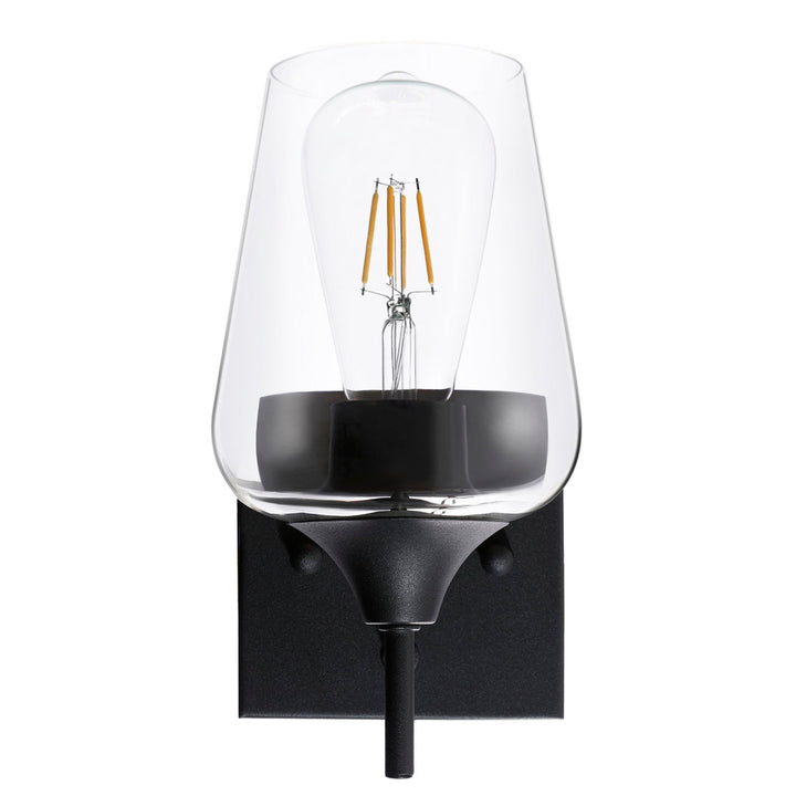 Herriman 1 - Light Dimmable Armed Sconce Ebern Designs Shade Color: Clear Finish: Matte Black