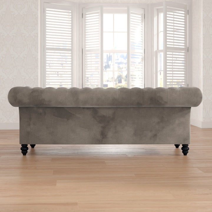 Ophelie 87" Rolled Arm Chesterfield Sofa Birch Lane™ Fabric: Smoke Grey Velvet
