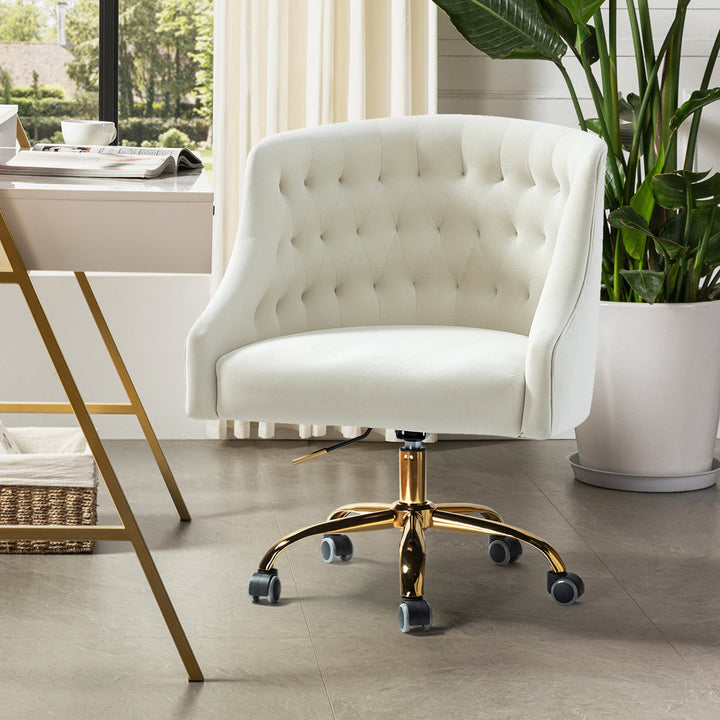 Louise 35.5'' H Velvet Hand-Curated Task Chair with Button Tufted Kelly Clarkson Home Upholstery Color: Ivory Velvet