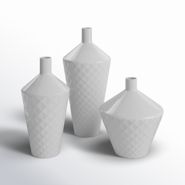 3 Piece Lavalley White Procelain Table Vase Set Wade Logan®
