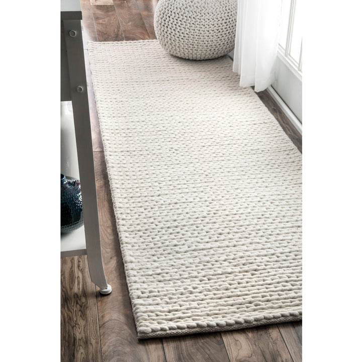Dunanney Hand Braided Ivory Area Rug Dakota Fields Rug Size: Runner 2' 8" x 12'