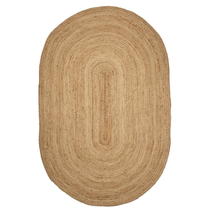 Charbonneau Braided Jute Natural Tan Area Rug Bay Isle Home™ Rug Size: Oval 6' x 9'