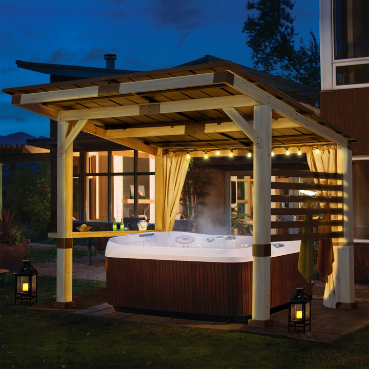12' W x 10' D Solid Wood Patio Gazebo Joyside