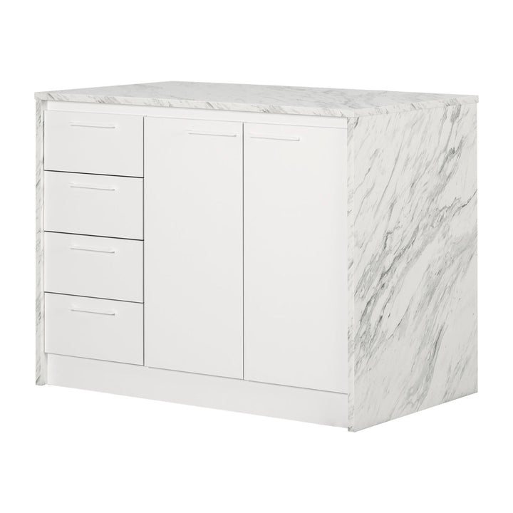 Myro 47.25'' Wide Kitchen Island South Shore Base Finish: White