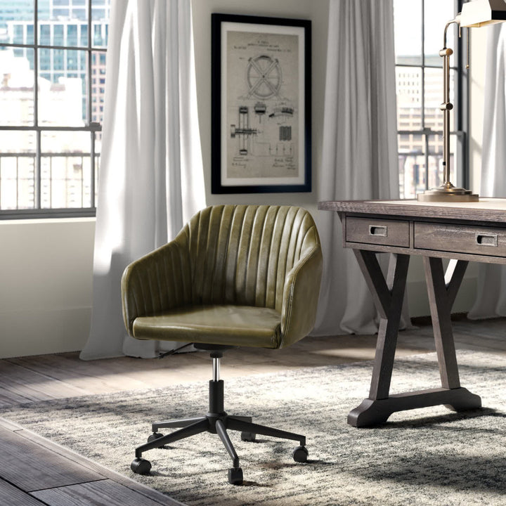 Flannigan Polyurethane Task Chair Greyleigh™ Upholstery Color: Green