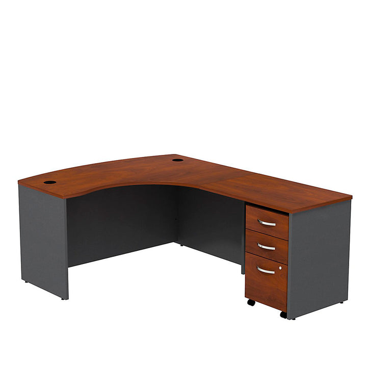 Series C L Shaped Desk with Mobile File Cabinet Bush Business Furniture Color: Hansen Cherry/Graphite Gray Orientation: Right