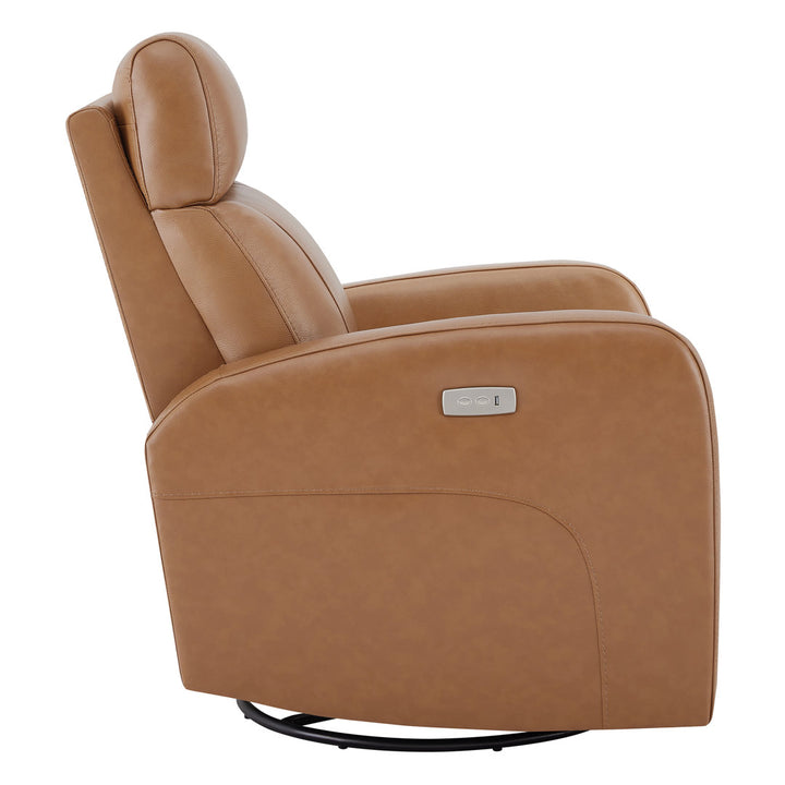 Arrianna-Fiona Genuine Leather Swivel Power Recliner Wade Logan® Upholstery Color: Brown