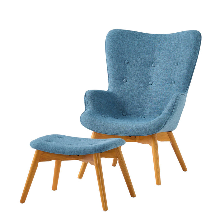 Dayon 68.58Cm Wide Tufted Polyester Lounge Chair and Ottoman George Oliver Fabric: Muted Blue  Polyester Blend