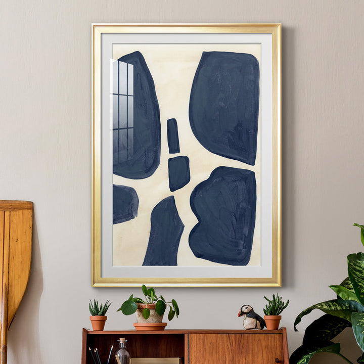 Blue Pieces II - Picture Frame Print Orren Ellis Size: 42.5" H x 30.5" W x 1" D Format: Gold