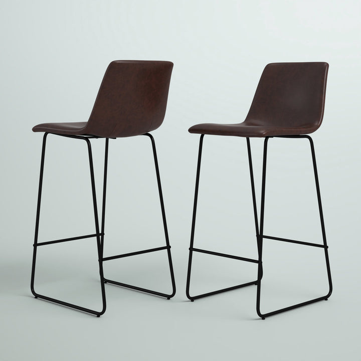 Liekele Upholstered Counter Height Modern Dining Stools by Flash Furniture (Set of 2) Ivy Bronx Seat Height: Bar Stool ( 30” Seat Height), Upholstery: Dark Brown Faux Leather