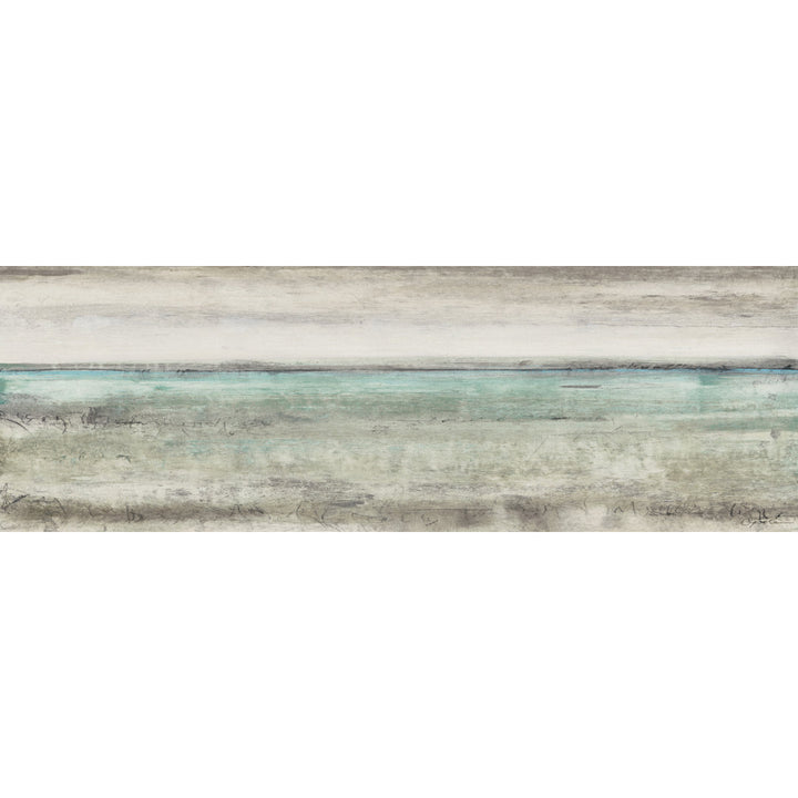 'Aqua Horizon IV' Acrylic Painting Print on Wrapped Canvas Highland Dunes Size: 15" H x 45" W x 1.5" D