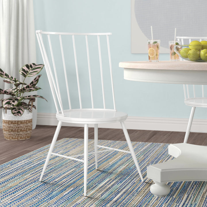 Kennamer Metal Slat Back Side Chair (Set of 2) Laurel Foundry Modern Farmhouse® Color: White