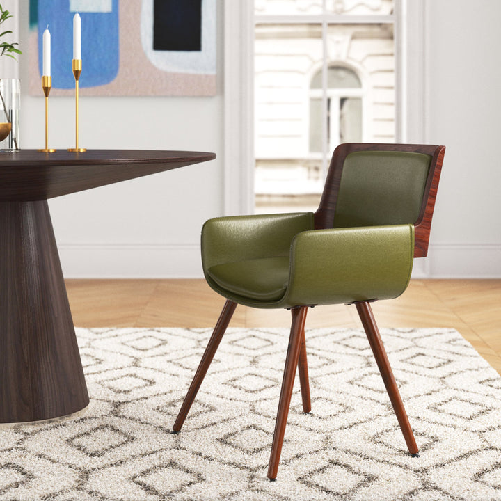 Seagraves Faux Leather Mid-Century Dining Chair Mercury Row® Upholstery Color: Olive Green Faux Leather