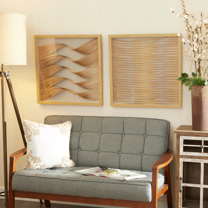 2 Piece Framed Wood Ribbon Shadow Boxes Wall Décor Set Joss & Main