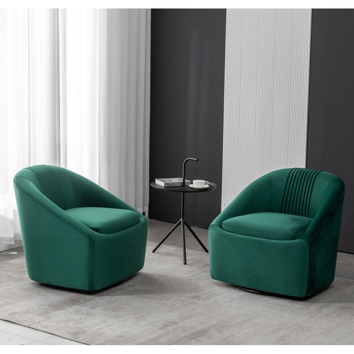 Arrun 28" W Velvet Swivel Barrel Chair (Set of 2) Wade Logan® Fabric: Green Velvet