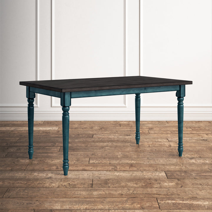 Io 60" Two Tone Solid Wood Farmhouse Dining Table Laurel Foundry Modern Farmhouse® Color: Dark Gray Top/Teal Blue Base