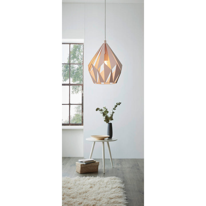 Hendry 1 - Light Single Geometric Pendant AllModern Size: 88.39" H x 12" W x 12" D Finish: Pastel Apricot
