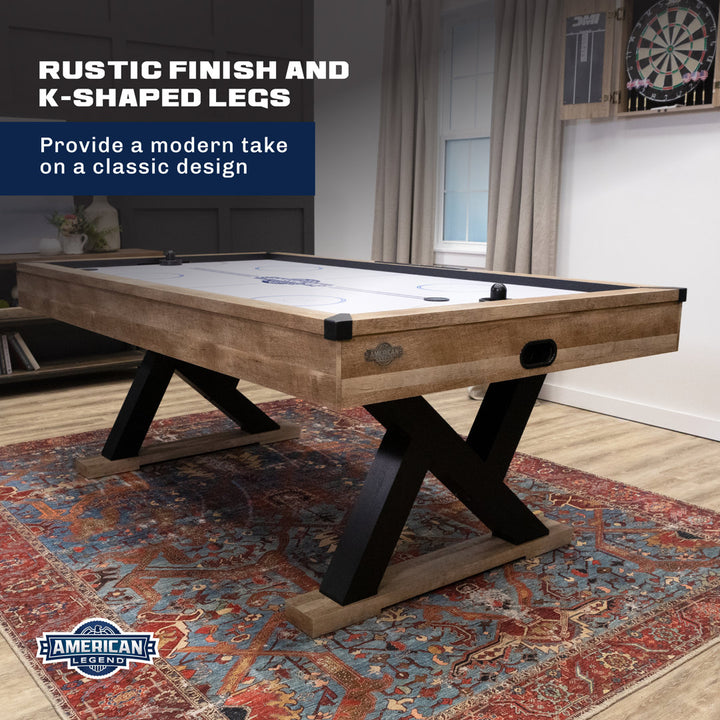 Kirkwood American Legend 84" Air Hockey Table with Rustic Wood Finish and Digital Scoreboard American Legend