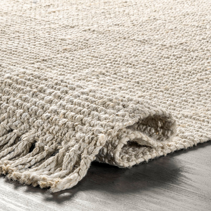 Karmine Jute Runner Rug for Dining Room Living Room Entryway Hallway Kitchen, Off White Langley Street® Rug Size: Round 4'
