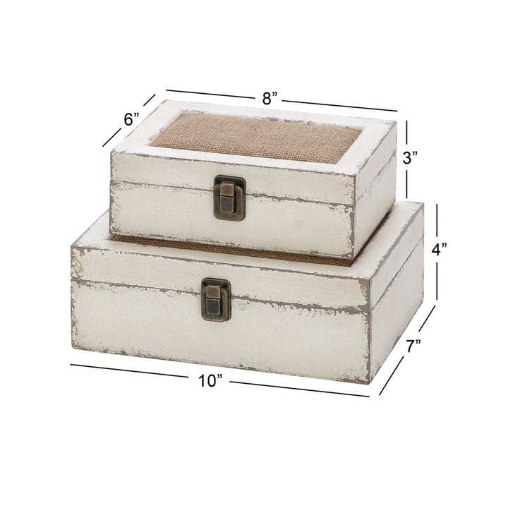 Nazaret White Wood Box with 2 Pieces Hinged Lid Breakwater Bay