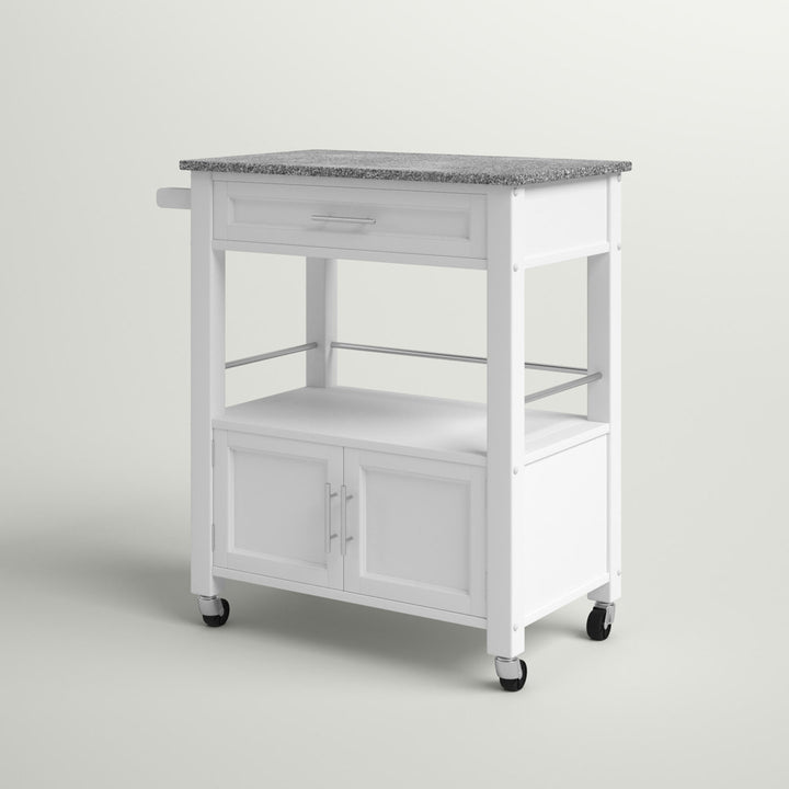 Ager Granite Top Kitchen Cart With Storage Space Latitude Run® Base Finish: White
