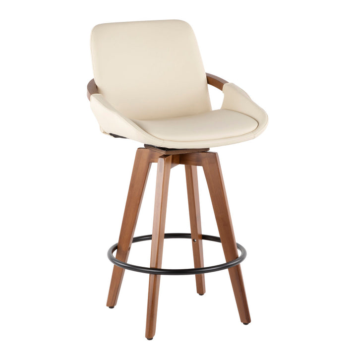 Whitacre Swivel Stool Wade Logan® Seat Height: Counter Stool (26" Seat Height), Upholstery: Cream Faux Leather
