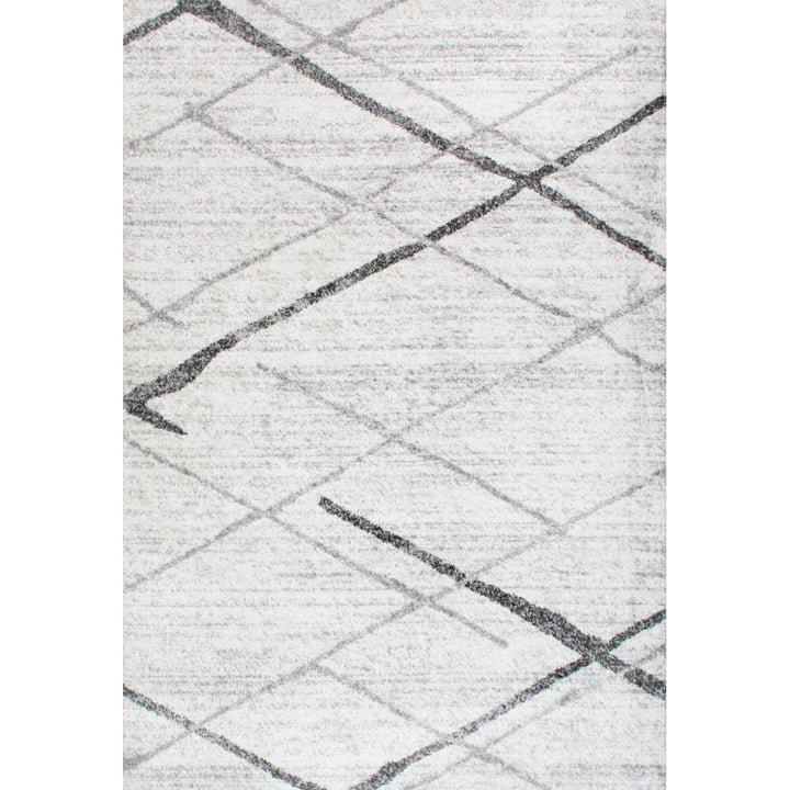 Amii Abstract Stripe Contemporary Ivory/Gray/Charcoal Area Rug Wrought Studio™ Rug Size: Rectangle 12' x 18'