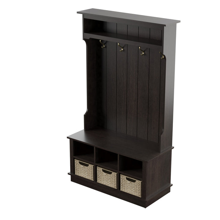Bridget Hall Tree with Open Storage Sand & Stable™ Color: Midnight Cherry